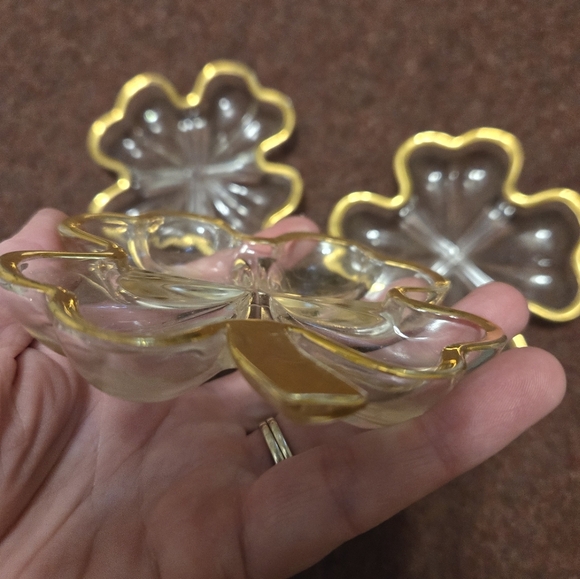 Vintage Shamrock Trinket Dishes With Gokd Edges Set Of 3 Gladd - Picture 3 of 6